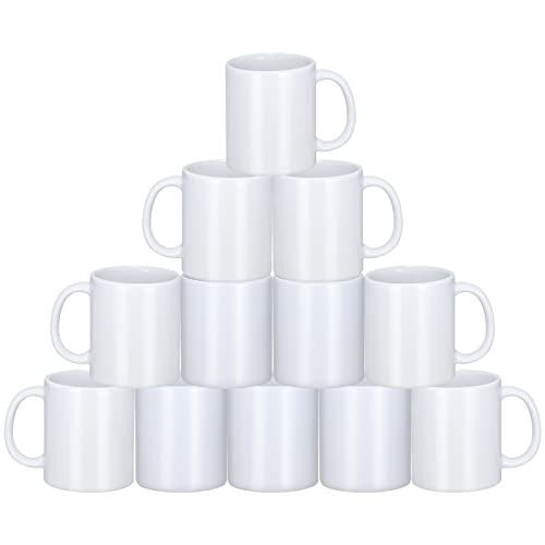 Yephets Sublimation Mugs, 12Pcs Coffee Mugs Blank White Ceramic Coffee Mug Set Sublimation Cups 11 oz Christmas Coffee Mug for Hot Chocolate Latte Tea Milk DIY Products