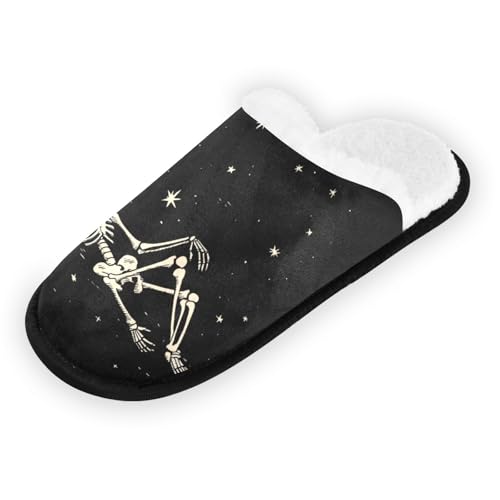 Halloween Skull Golden Star Slippers For Women Men Soft Memory Foam Non-Slip Hallowmas Winter Indoor House Shoes Travel Slipper2