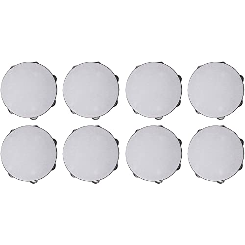 Tambourin en bois 8 pouces lot de 8 percussions avec 6 paires de cymbalettes en acier