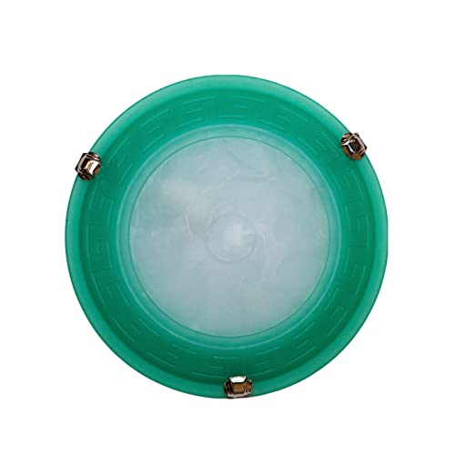 Generico Plafoniera Classica In Vetro 1 Luce, Girella Verde, Diametro 30cm, Per Bagno E Soggiorno