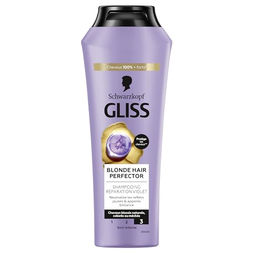 GLISS - Schwarzkopf - Shampooing Réparation Violet - Blonde Hair Perfector - Neutralise les Reflets Jaunes- Apporte de la Brillance - Cheveux blonds naturels,...