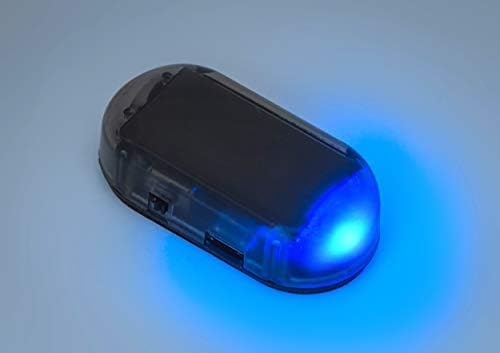 PerfecTech Car Solar Power Simulated Dummy Alarm Warning Anti-Theft LED Flashing Security Light with New USB Port (Blue)