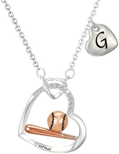 Stocking Stuffers for Girls - Christmas Gifts for Grandkids - Volleyball/Softball/Football/Baseball Heart Initial Necklace Gifts for Girls,Christmas Birthday Gifts for Teen Daughter Granddaughter