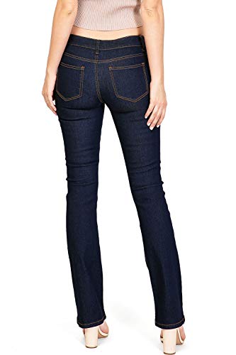 Wax Women's Juniors Mid Waist Boot Cut Straight Jeans3