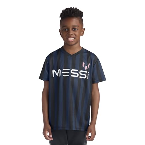 Image of Messi Boys' Lifestyle Short Sleeve Top, Loose-fit V-Neck Shirt with Logo, Comfortable