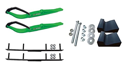 C&A Pro Green Razor Snowmobile Skis w/ 4