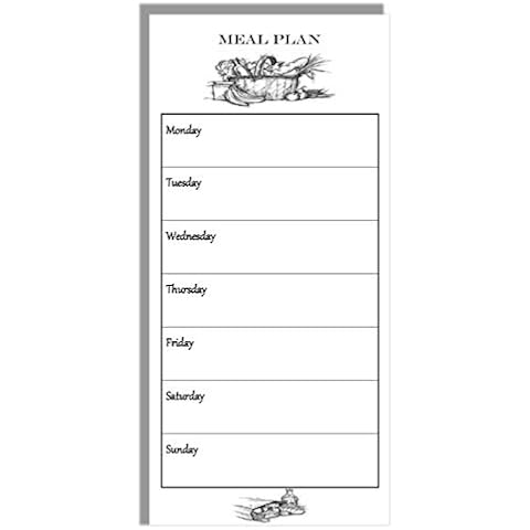 Meal Plan Memo Notepad Magnetic Stick on Fridge. A Food Basket Monochrome Design on a Magnetic Weekly Menu Diet Planner Kitchen Daily Planning Tool 50 Tear Off Pages Cover