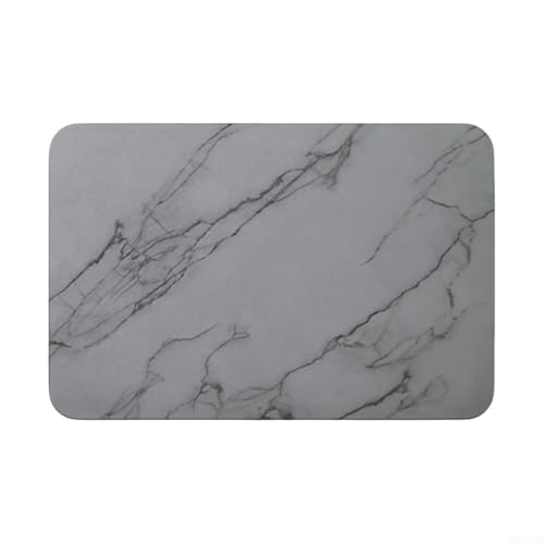 Drhomeam 60 X 40 Cm Alfombra Diatomita Baño Lavables Antideslizante De Secado Rápido PU Alfombra De Baño Absorbente Alfombra Baño Piedra Diatomita(Gris)