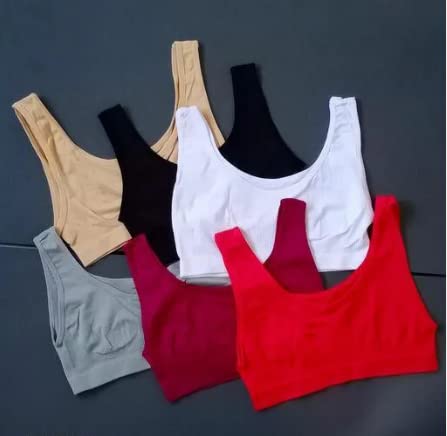 Bright Home Decor™ Women’s & Girls’s Non-Padded Non-Wired Gym Yoga Work Out Sports Stretchable Muticolors Free Size (28-36) Air Bra (Pack of 6)(D19) Multicolour-image-40