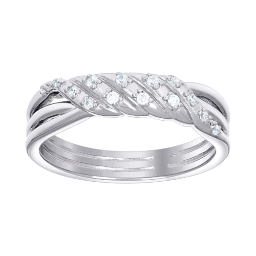 Bague fiançailles torsadée argent 925 anti-ternissement et zircone robuste