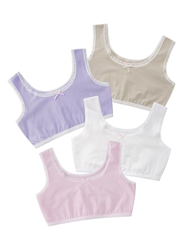Jhaoyu 4 Pcs Sports Training Bras for Teen Girls Wide Straps Crop Cami Bralette Vest