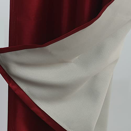 Image of GYROHOME Christmas Decoration Indoor Faux Silk Room Darkening Curtains, Fully Lined Solid Color Window Treatment Drapes Thermal Insulated Grommet Top Room Drapes, (2panels,52x84inch, Christmas Red)