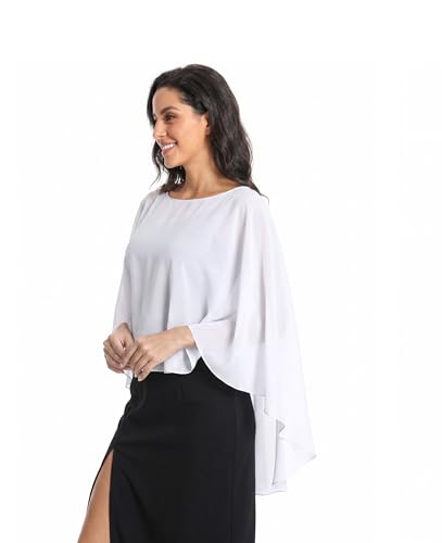 Image of Baoqiya Chiffon Capes Sheer Capelets Long Cape Poncho For Women Plus Size