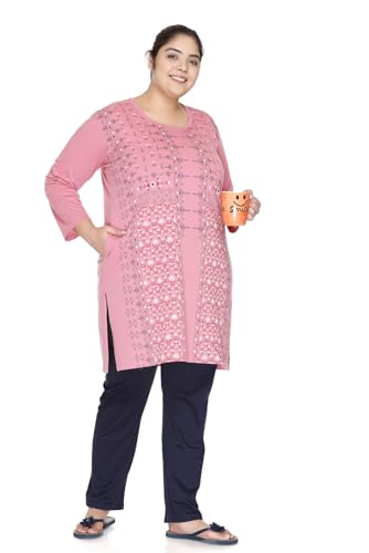 Image of RYSH Women's Plus Size Printed Kurta | Round Neck | 3 /4 Sleeve | Relaxed Fit