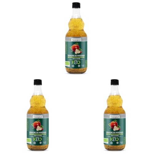DRASANVI VINAGRE DE MANZANA MADRE SIN FILTRAR CERTIFICADO BIO | Vinagre de sidra de manzana KETO | Apple Cider Vinegar |Manzanas ecologicas | VEGANO - SIN GLUTEN - 75cl (Paquete de 3)