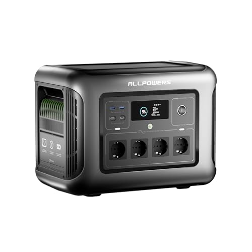 ALLPOWERS R1500 LITE Tragbare Powerstation, 1056Wh LFP Batterie Backup mit 4x 1600W AC Ausgäng...