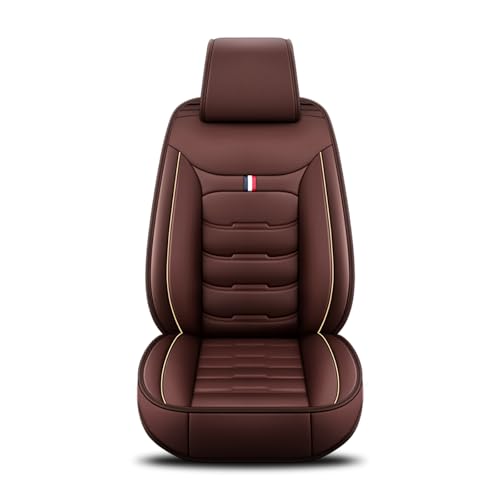 nenyan Universal Car Seat Covers waterproof leather Full Set, To Fit Most Cars, Side Airbag Compatible - Coffee Standard