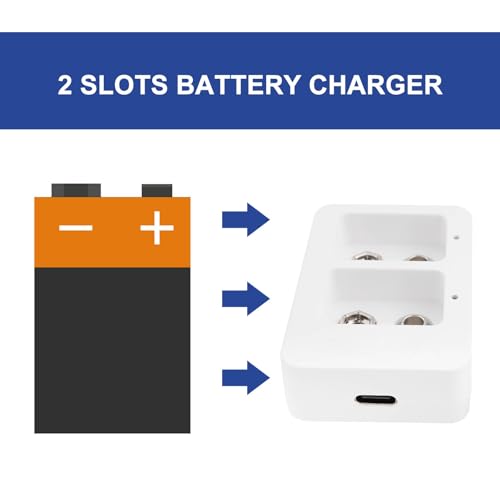 Create Idea 9V Battery Charger - Dual Slot, Quick Charging with LED Indicators for 9V Ni-MH/Ni-CD & 8.4V Li-ion Batteries - Image 2