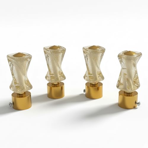 Atlantic Curtain Rod Finials Set of 4, Decorative Textured Resin Finials with Gold Finish for Standard Drapery Rods