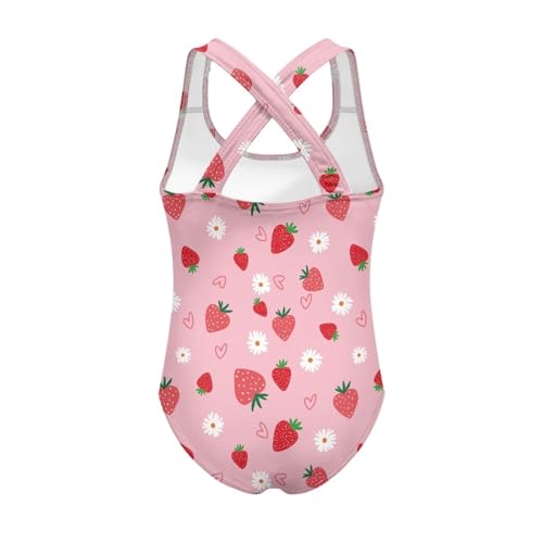Image of Girls One Piece Swimsuits Teens Sleeveless Back Cross Strap Bathing Suit Kids Quick Dry Cute Beach Swimwear(5-14)