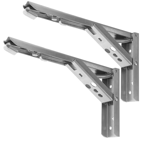 healvian 2個 型不??棚受け具 耐荷重コーナーブラケット 折りたたみ式壁掛けシェルフサポート キッチン ガレージ用棚対応