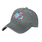 Gorra de béisbol de mezclilla lavada con estampado de globos de colores, ajustable, para hombres y mujeres, clásica, Gris, talla única