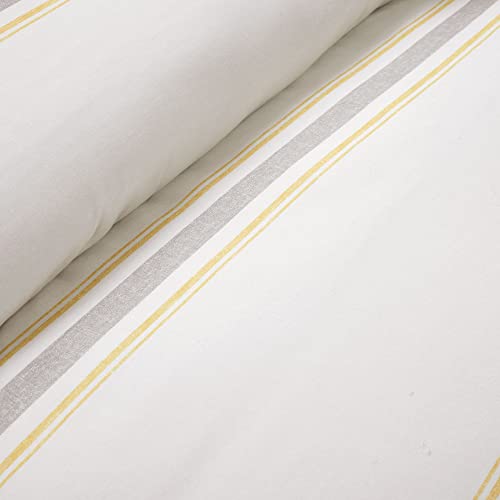 Image of Lush Decor Farmhouse Stripe Reversible Cotton Duvet Cover Twin XL Size 2 Piece Set Yellow & Gray - Twin XL Bedding Set - Striped Duvet Cover - Dorm Essentials