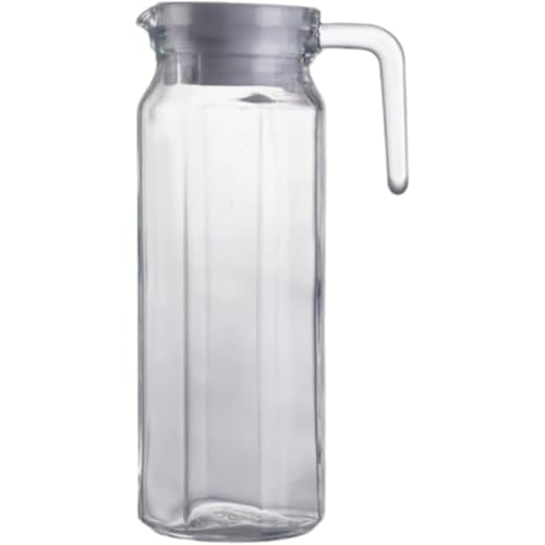 Wyazzivガラス製デキャンタ ティーポット兼冷水ジャグ(ピッチャー) 耐熱容器で大容量 食品グレード PP 蓋付き 滑り止め底 快適ハンドルで滑らか注ぎ 麦茶・お茶・お冷用に適し 材料安全 耐久性あり お手入れ簡単なカラフェ兼水差し (1.1L 八角鍋