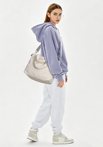Image of KALIDI Quilted Carryall Tote Bag, Large Puffer Crossbody Women Handbags Shoulder Soft Fluffy Lightweight Travel