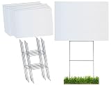 Durable Blank Corrugated White Yard Sign Kit Includes 10 of Each: Large 18x24 Signs and Strong Galva