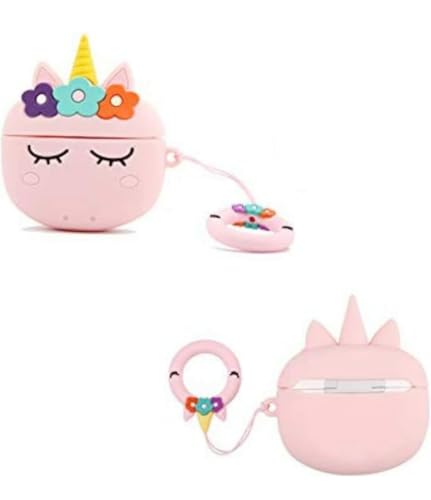 Image of Dezet Cute Soft Silicone Pouh Case for Airpods Pro GEN-2 (2022) � 3D Cartoon Animal Character Cover with Keychain Ring, Shockproof & Dustproof Protective Case for Kids & Girls (Unicorn)