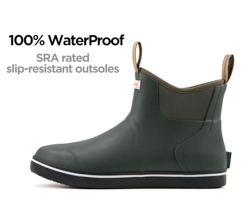Image of SUREWAY Men's Deck Boots Professional Non-Slip Fishing & Ankle Boating Boot Waterproof Rain Boots, Lightweight Neoprene Rubber Deck Boots