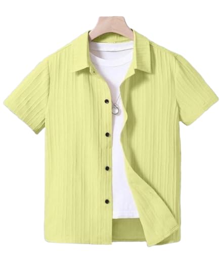 Image of Vikita Enterprise Devansh Cotton Stylish Boys Shirts Regular Fit Hawaiian Sugarcane Strips Popcorn Plain Unisex Shirt