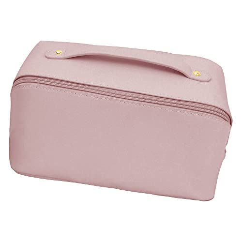 Portable Leather Travel Cosmetic Bag,Multifunktions Leder Reisekosmetiktasche,Reise Kosmetiktasche mit Großem Fassungsvermögen,Wasserdichter Organizer mit Griff und Reißverschluss Cover