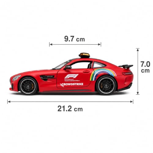 Image of Mercedes AMG GT F1 Safety Car 1:24 Scale Die Cast Metal Car - Pull Back Sports Coupe in Red with Openable Doors & Hood, Light & Sound, Steerable Wheels, Showpiece for Kids