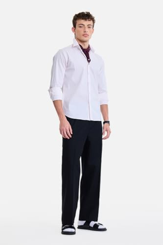 Image of SNITCH Men Trousers Holiday & Casual Wear | Relaxed Fit Pleated Front & Straight Leg Design | Breathable Cotton Linen Blend Fabric for Summer & Vacation Outings