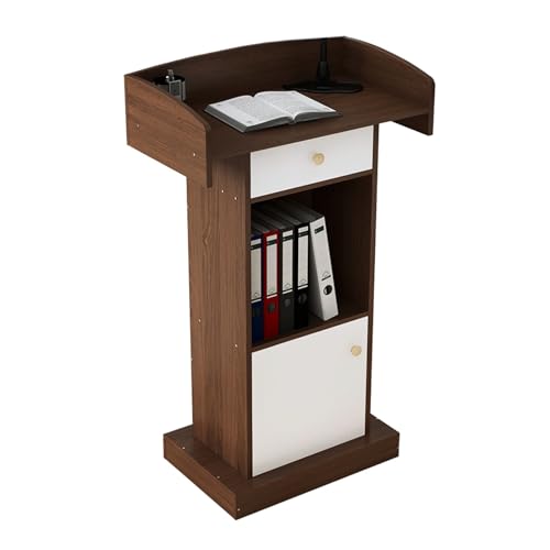 Soporte para discurso de boda, atril de presentación para aulas, base de madera pesada para conferencias, color blanco (diseño de tronco), ideal para eventos y hablar en público