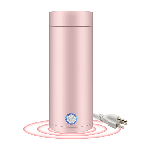 WOOLALA 110V Portable Electric Kettle - 5 Minutes Fast Boiling, 400ML Hot Water Boiler Bottle Safe Stainless Steel Electric Heated Cup Travel Kettle for Making Tea, Coffee, Baby Milk and Fast Food