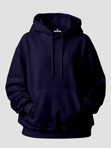 Image of Mens Drop Shoulder White Hoodie | Oversized Look Cotton Blend Fleece | Pullover Sweatshirt with Hood & Kangaroo Pocket | Winter Casual Wear