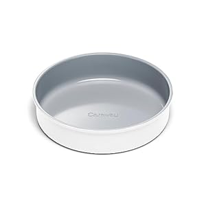 Caraway Non-Stick Ceramic 9” Circle Pan – Naturally Slick Ceramic Coating – Non-Toxic, PTFE & PFOA Free – Perfect for Birthday Cakes, Tartes, & More – White