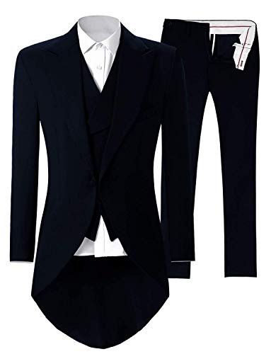 Frank Men's Tuxedo Tail 3 Pieces Suit Tailcoat Jacket Tux Vest & Trousers