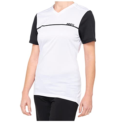 100% Ridecamp Women's Mountain Biking Jersey - All Mountain Riding Apparel White/Black