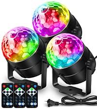 NEQUARE Disco Ball DJ Party Lights Sound Activated with Remote Control Strobe Lamp 7 Modes Stage Light for Home Room Dance Parties Karaoke Halloween Christmas Birthday Decorations[3-Pack]