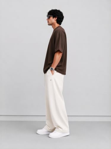 Image of PeaceOut Oversized T Shirt for Men | 240 GSM Heavyweight Cotton T Shirt | Drop Shoulder Oversized Tshirt for Men | Baggy Loose Fit Streetwear Round Neck Half Sleeve Casual Wear