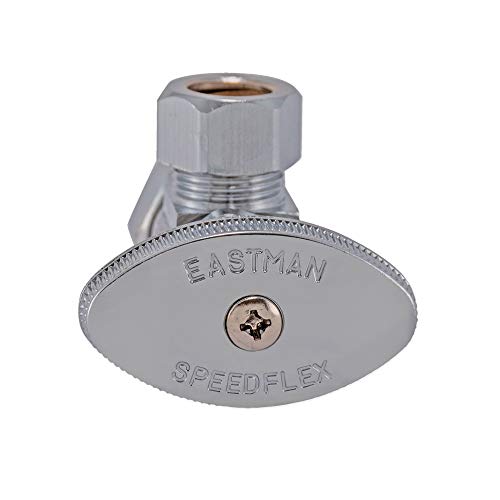 Image of Eastman 1 /2 Inch OD Compression x 5 /8 Inch OD Compression Multi-Turn Angle Stop Valve, Brass Plumbing Fitting, Chrome, 04358LF