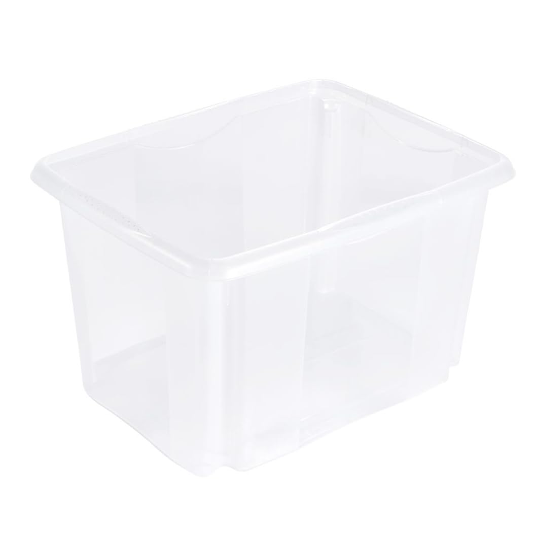 keeeper Storage Box with Turn Around Stacking system, 44.5x34.5x27 cm, 30 Litre, Emil, Transparent