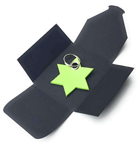 Preisvergleich Produktbild filzschneider Schlüsselanhänger aus Filz - 6eck-Stern - pink / Magenta - als besonderes Geschenk mit Öse und Schlüsselring - Made-in-Germany