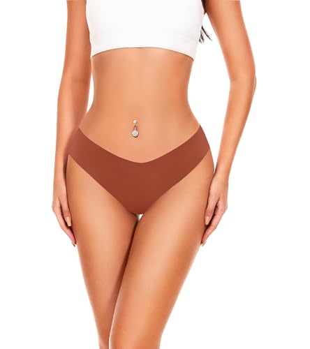 Seamless Thongs - No Show Underwear Pack - Breathable Panties for Women - Colorful 6 Thongs3