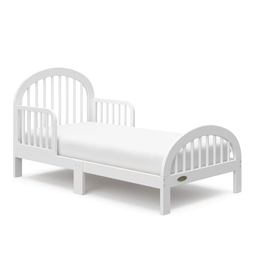 Image of Graco Olivia Toddler Bed, White | GREENGUARD Gold Certified, Includes Toddler Safety Guardrails, Fits Standard Crib & Toddler Mattress, Stylish Arched Design