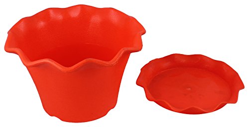 Gardens Need Orchid Pot with Same Color Drip Tray - 8", Pack of 3 Sets, Orange
